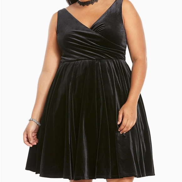 torrid Dresses & Skirts - torrid black velvet a line surplice dress